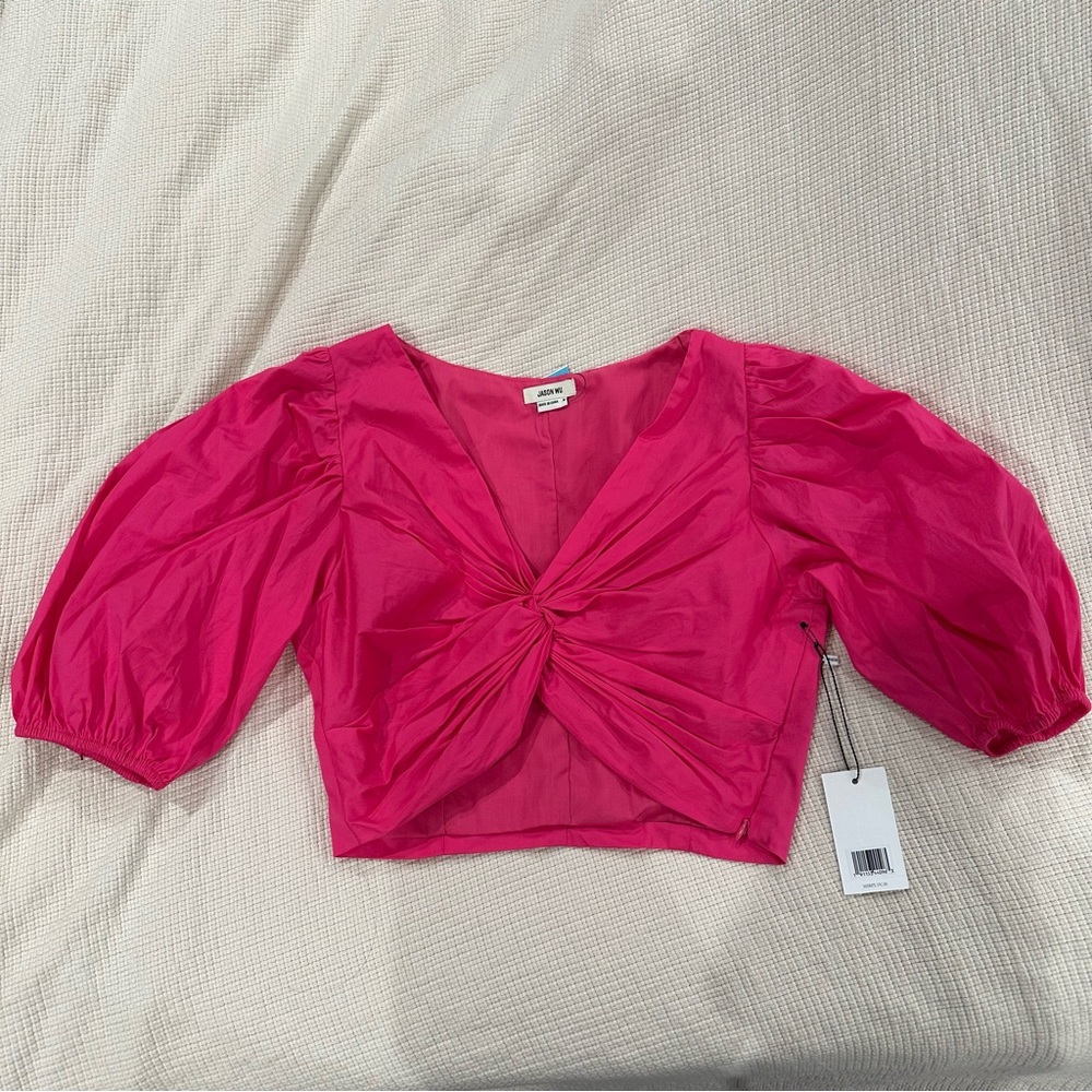 Jason wu plunge neckline short sleeve crop top new with tags size medium